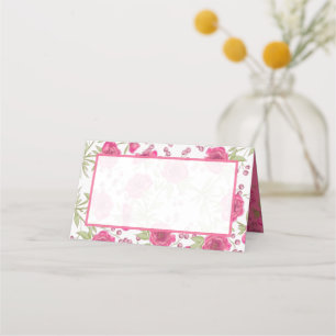 Bright Pink Rose Wedding Place Card