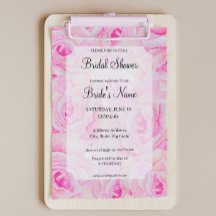 Bright Pink Roses Bridal Shower Invitation