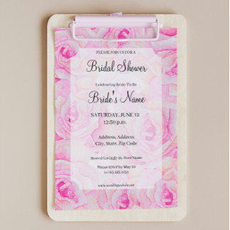 Bright Pink Roses Bridal Shower Invitation