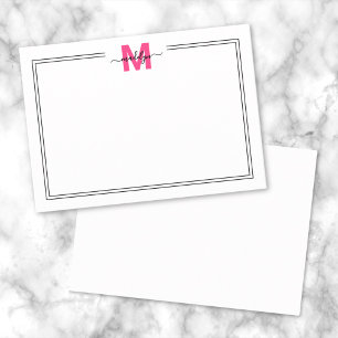 Bright Pink Script Name Monogram Card
