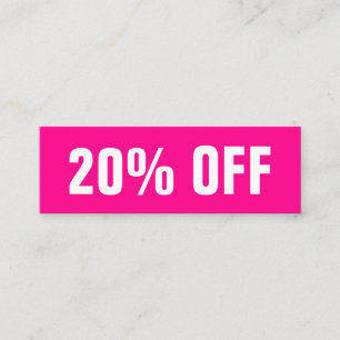 Bright pink simple modern trendy discount card