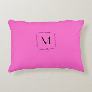 Bright Pink Solid colour Monogram Name Decorative Cushion