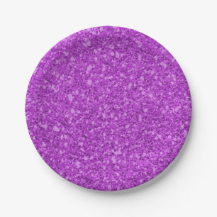 Bright Pink Sparkle Glitter Glam Custom Party Paper Plate