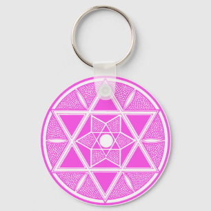 Bright Pink Star of David Key Ring