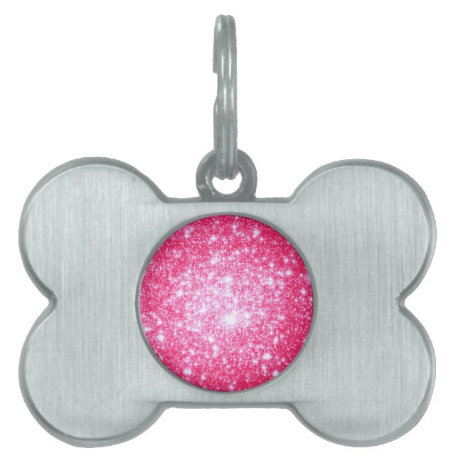 Bright Pink Stars Pet ID Tag (Front)