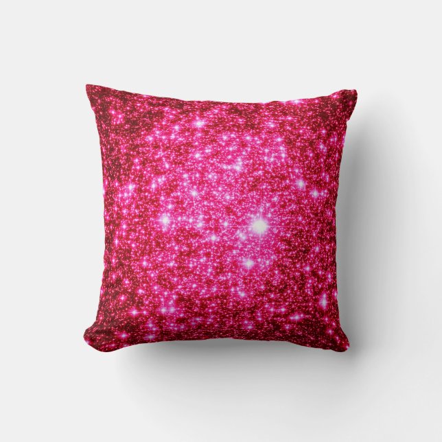 Bright Pink Stars Pillow (Front)