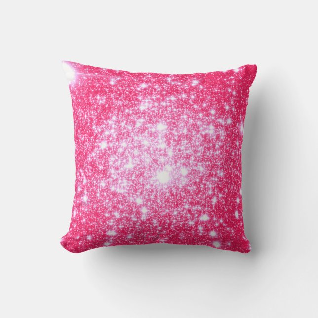 Bright Pink Stars Pillow (Front)