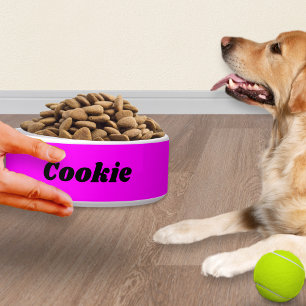 Bright Pink Stylish Modern Personalized Pet Dog Bowl