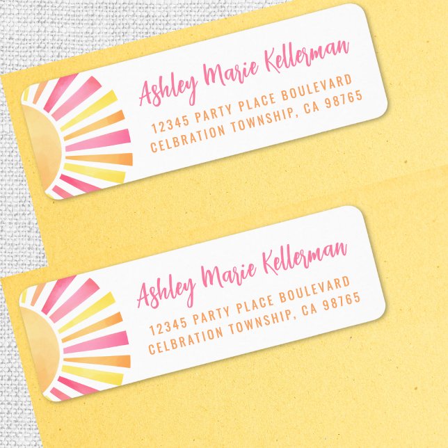 Bright Pink Sun Return Address (Bright Pink Sun Return Address label )