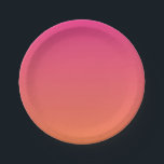Bright Pink to Orange Gradient Solid Paper Plate<br><div class="desc">Bright Pink to Orange Gradient Solid design. Vivid and colourful hot bright pink ombré colour fade design. By Kierkegaard Design Studio.</div>