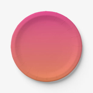 Bright Pink to Orange Gradient Solid Paper Plate