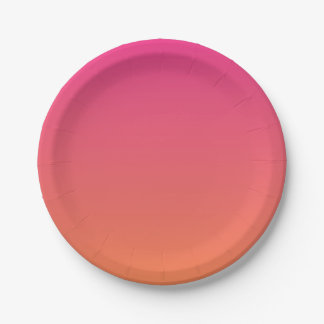 Bright Pink to Orange Gradient Solid Paper Plate