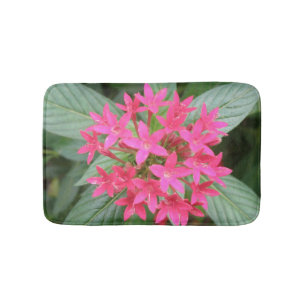 Bright Pink Tropical Flowers Bath Mat