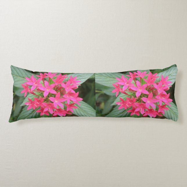 Bright Pink Tropical Flowers Body Pillow (Front)
