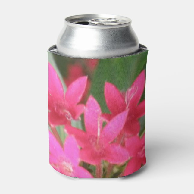 Bright Pink Tropical Flowers Can Cooler (Can Front)