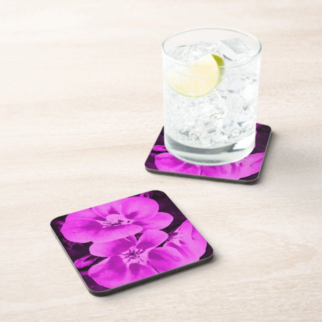 Bright Pink Tropical Flowers Coaster (Right Side)