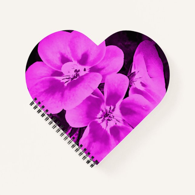Bright Pink Tropical Flowers Notebook (Front)