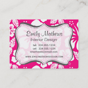 Bright Pink Tropical Hibiscus Flowers Business Card