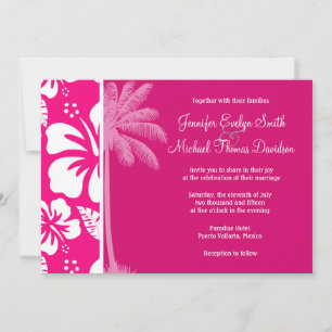 Bright Pink Tropical Hibiscus Invitation