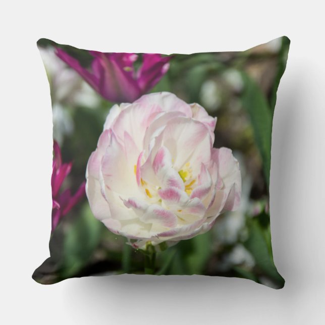 Bright pink tulips on a sunny day   cushion (Front)