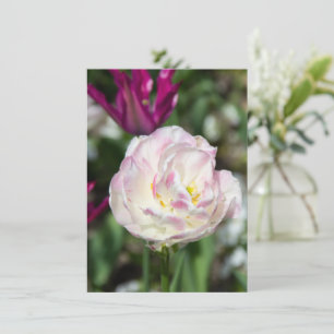 Bright pink tulips on a sunny day invitation
