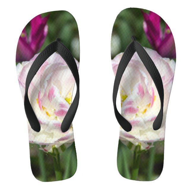 Bright pink tulips on a sunny day   jandals (Footbed)