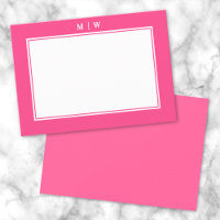 Bright Pink Two Border Minimalist Monogram