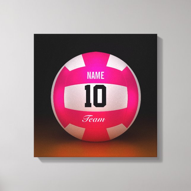 Bright Pink Volleyball Team Canvas Print (Front)