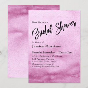 Bright Pink Watercolor Ombre Bridal Shower Invitation