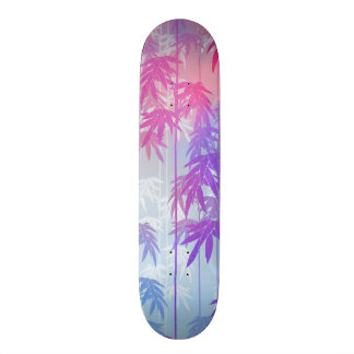 Bright pink watercolor tropical palm tree pattern skateboard