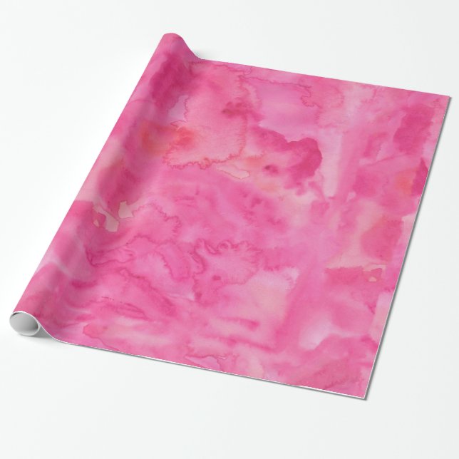 Bright Pink Watercolor Wrapping Paper (Unrolled)
