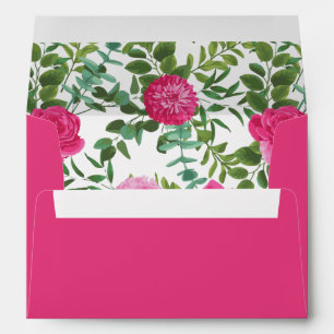 Bright Pink Wedding Roses Floral Modern Envelope