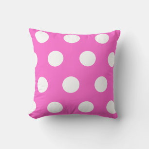 Bright Pink  white polka dot pattern Cushion