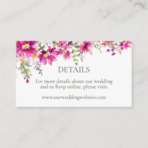 Bright Pink Wildflowers Wedding Details Website Enclosure Card