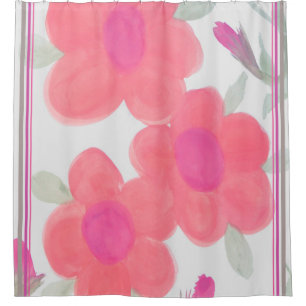 Bright Pink With Green Shower Curtain