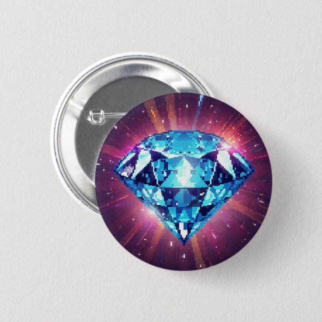 Bright Pixelated Diamond  6 Cm Round Badge (Front & Back)