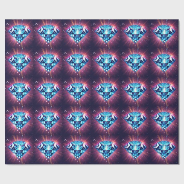 Bright Pixelated Diamond  Wrapping Paper (Flat)