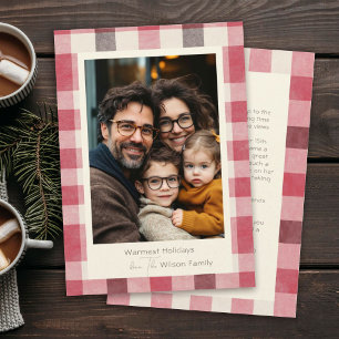 Bright Plaid Cosy Warm Family Photo Holiday Card