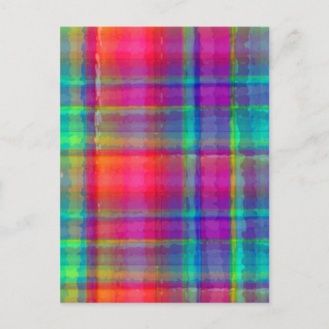 Bright Plaid Postcard (Front)