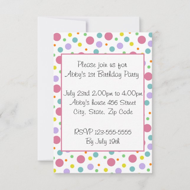 Bright Polka Dot Invitation (Front)