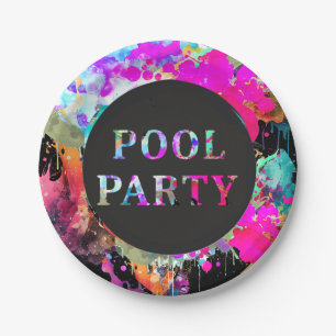 Bright Pool Party Birthday, Any Age, Paper Plate