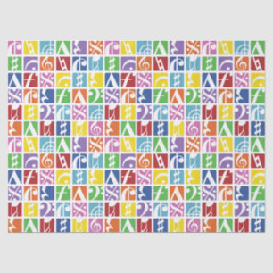 Bright Pop Art Colours Music Symbols Pattern Tissue Paper