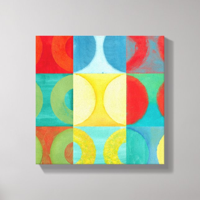 Bright Pop Art with Circles and Squares Canvas Print (Front)