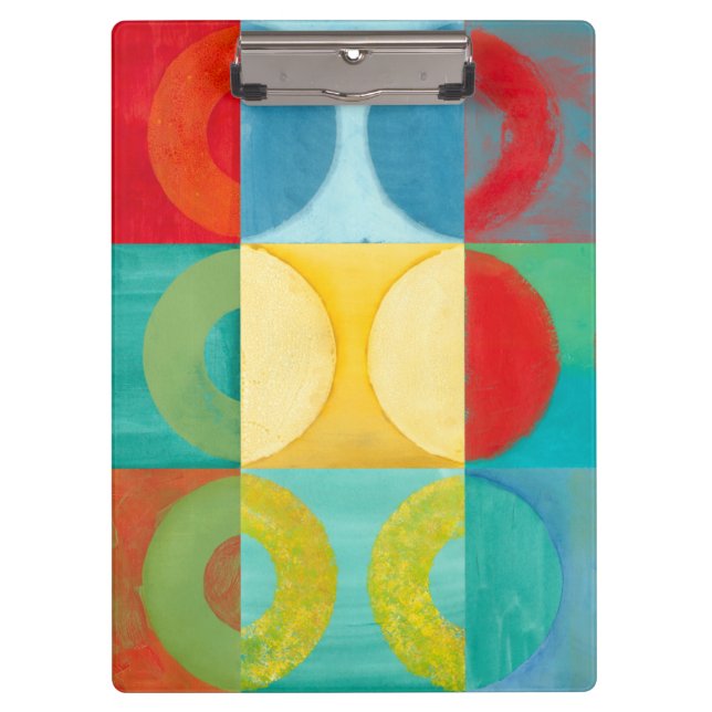 Bright Pop Art with Circles and Squares Clipboard (Front)