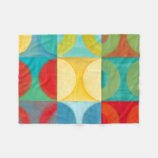 Bright Pop Art with Circles and Squares Fleece Blanket (Front (Horizontal))