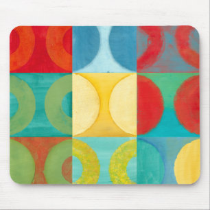 Bright Pop Art with Circles and Squares Mouse Pad