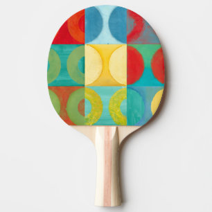 Bright Pop Art with Circles and Squares Ping Pong Paddle
