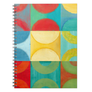 Bright Pop Art with Circles and Squares Spiral Notebook