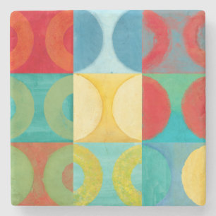 Bright Pop Art with Circles and Squares Stone Coaster