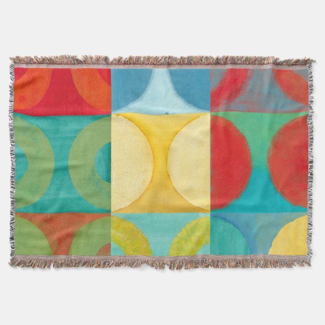 Bright Pop Art with Circles and Squares Throw Blanket (Front)